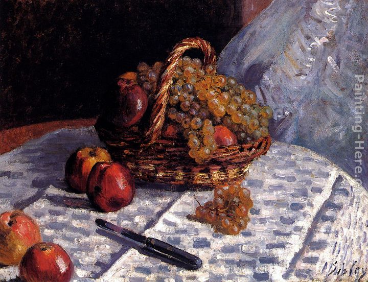 Still Life Apples And Grapes painting - Alfred Sisley Still Life Apples And Grapes art painting